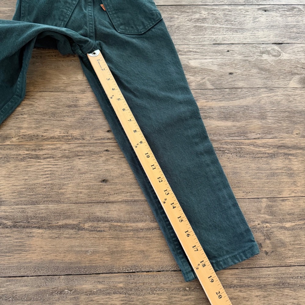 Vintage Little Levi's 550 Orange Tab Kids Jeans Forest Green Relaxed Fit 7 Slim - Picture 8 of 12